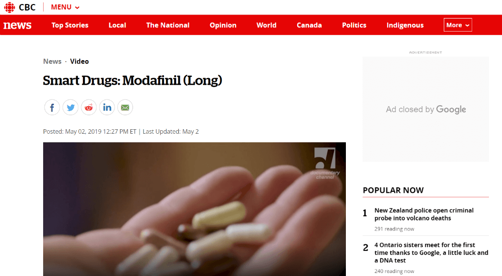Post on the CBC News - Modafinil.org Post on the CBC News