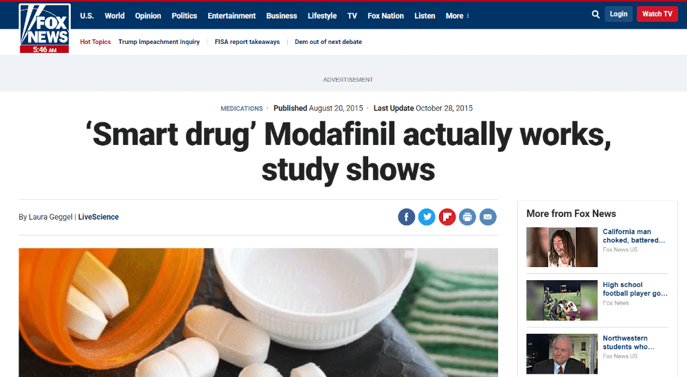 Post on the FOX News - Modafinil.org Post on the FOX News