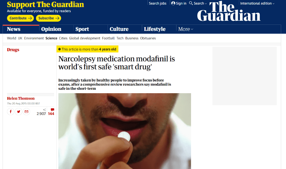 Post on The Guardian - Modafinil.org Post on The Guardian