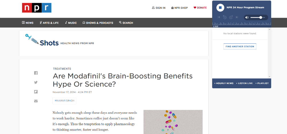 Post on the NPR - Modafinil.org Post on the NPR