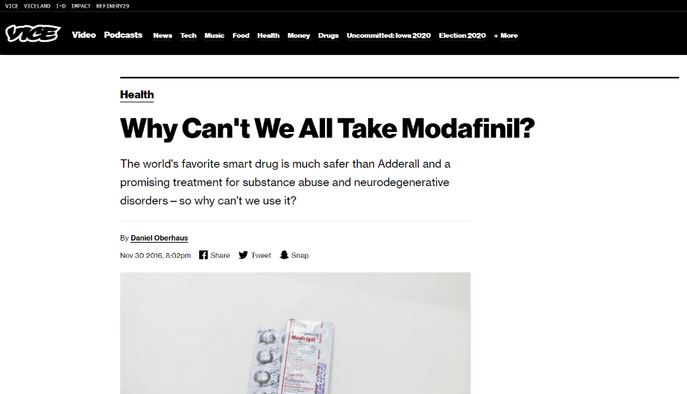 Post on the Vice - Modafinil.org Post on the Vice